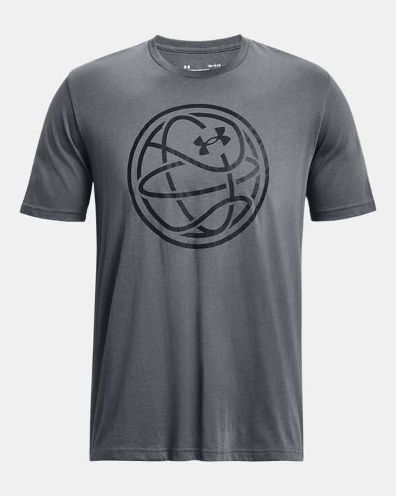 Men's UA Hoops Logo T-Shirt, Gray, pdpMainDesktop image number 4